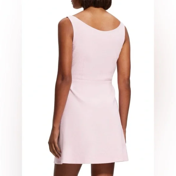 THEORY Ballerina Scoopneck Linen Blend Mini Dress Pink Sz 6